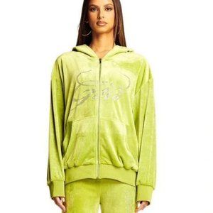 I.AM.GIA DARIA HOODIE in green velvet sz MEDIUM